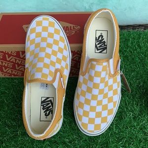 VANS CLASSIC SLIP ON CHECKERBOARD OCHRE/TRWHT MENS